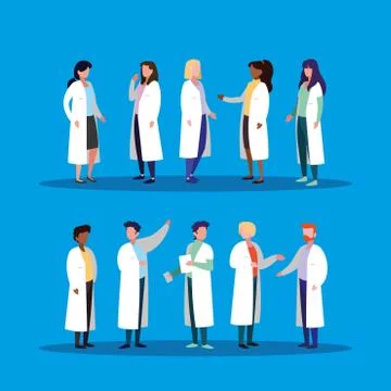 Group of doctors avatar character Stockillustratie