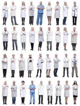 Group of doctors in full length isolated on white Stock Photos