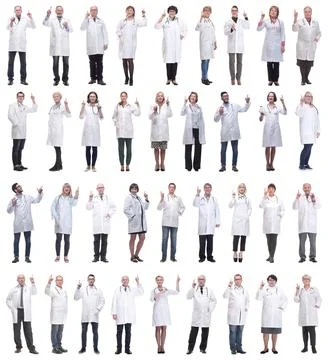 Group of doctors in full length isolated on white Stock Photos