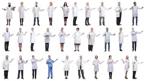 Group of doctors in full length isolated on white Stock Photos