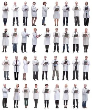 Group of doctors in full length isolated on white Foto stock