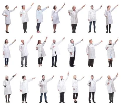 Group of doctors in full length isolated on white Stock Photos