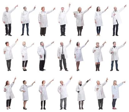 Group of doctors in full length isolated on white Stock Photos