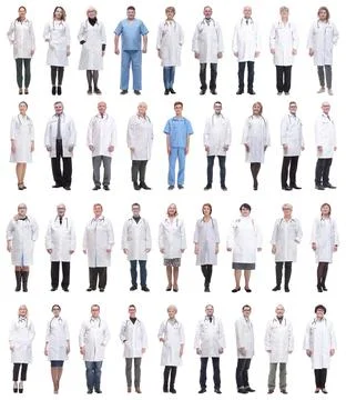Group of doctors in full length isolated on white Stock Photos