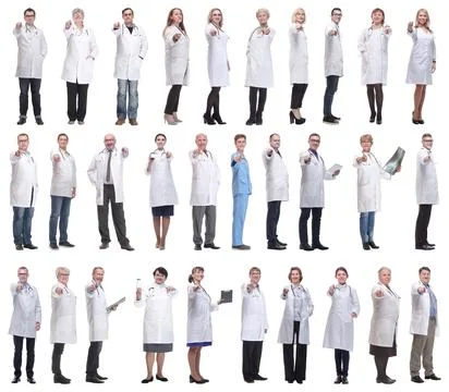 Group of doctors in full length isolated on white Stock Photos