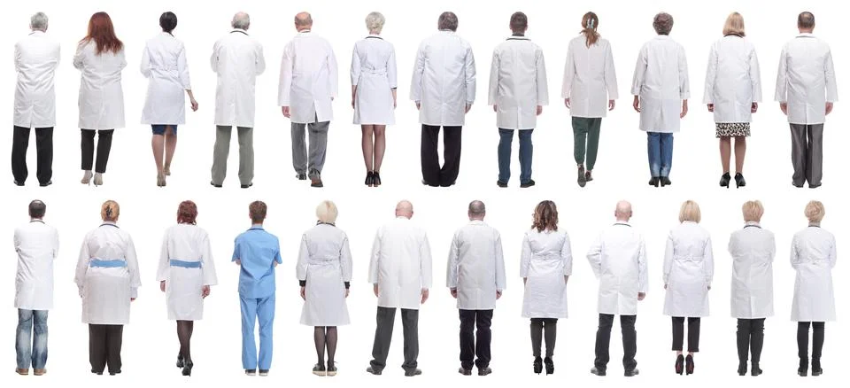 Group of doctors in full length isolated on white Foto stock