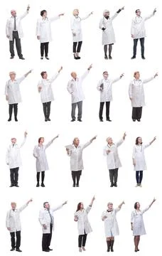 Group of doctors in full length isolated on white Foto stock