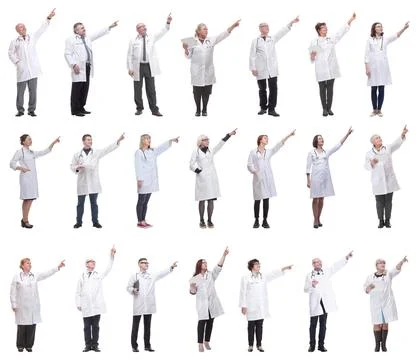 Group of doctors in full length isolated on white Stock Photos