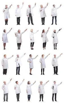 Group of doctors in full length isolated on white Stock Photos