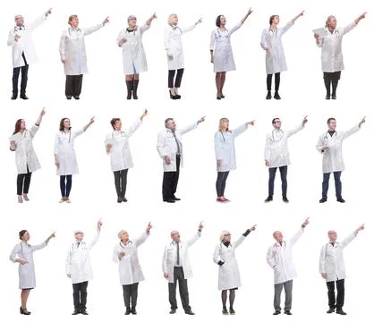 Group of doctors in full length isolated on white Foto stock