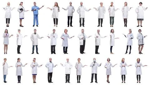 Group of doctors in full length isolated on white Stock Photos