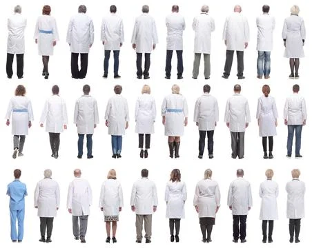 Group of doctors in full length isolated on white 스톡 사진