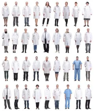 Group of doctors in full length isolated on white 스톡 사진