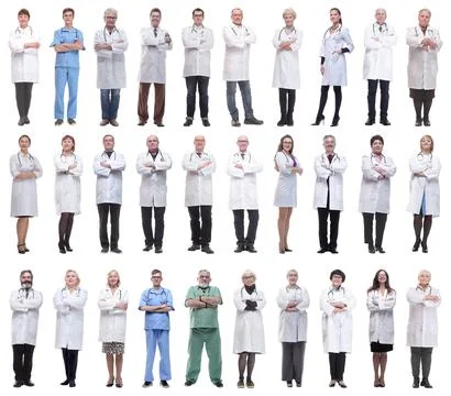 Group of doctors in full length isolated on white Stock Photos