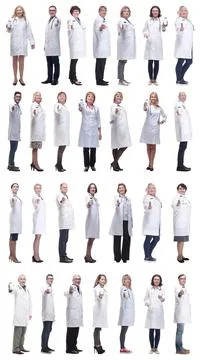 Group of doctors holding jar isolated on white 写真素材