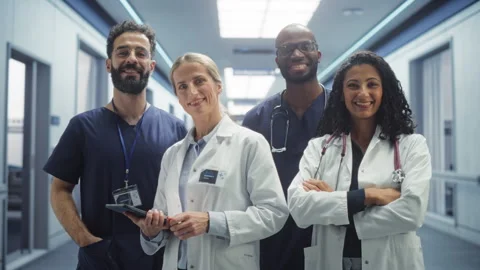 Group of Doctors Looking at Camera Video stock 260688288
