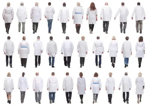 Group of doctors in motion isolated on white Foto stock