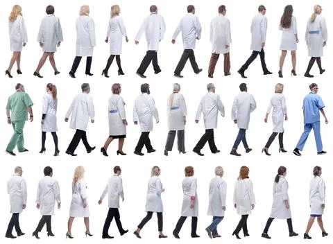 Group of doctors in motion isolated on white Stock Photos