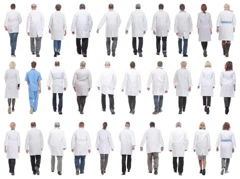 Group of doctors in motion isolated on white Stock Photos