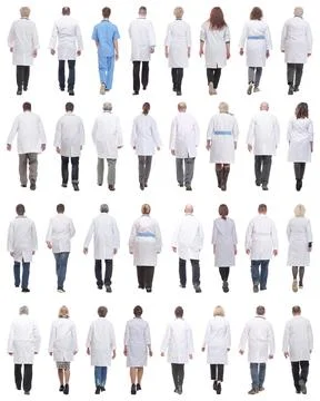 Group of doctors in motion isolated on white Foto stock