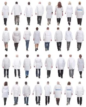 Group of doctors in motion isolated on white Stock Photos