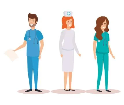 Group of doctors with nurse Stockillustratie
