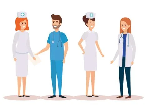 Group of doctors with nurse Stockillustratie