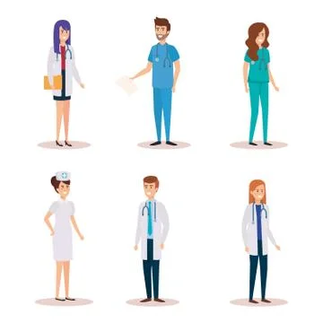 Group of doctors with nurse Stockillustratie