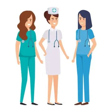 Group of doctors with nurse Stockillustratie