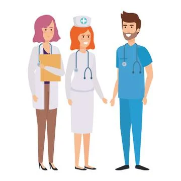 Group of doctors with nurse イラスト素材