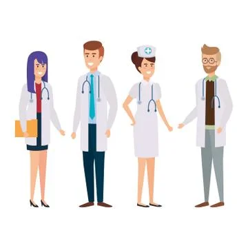Group of doctors with nurse Stockillustratie