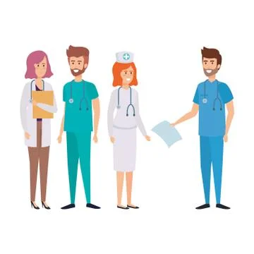 Group of doctors with nurse Stockillustratie