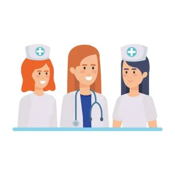 Group of doctors with nurse Stockillustratie