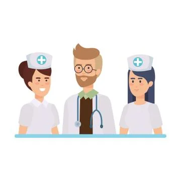 Group of doctors with nurse イラスト素材