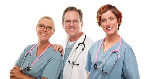Group of Doctors or Nurses Isolated on a White Background. Foto stock
