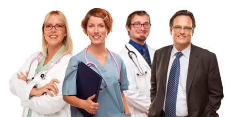 Group of Doctors or Nurses Isolated on a White Background. Stock Photos