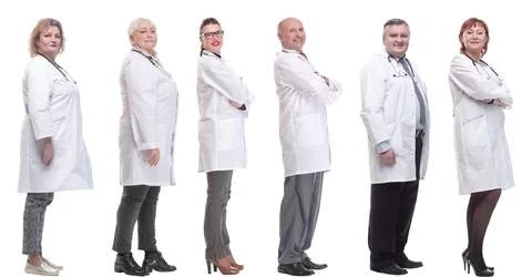 Group of doctors in profile isolated on white 写真素材