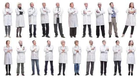 Group of doctors standing in full length isolated on white 写真素材