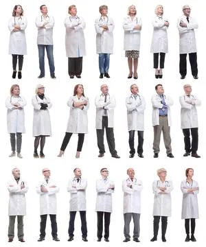 Group of doctors standing in full length isolated on white 写真素材