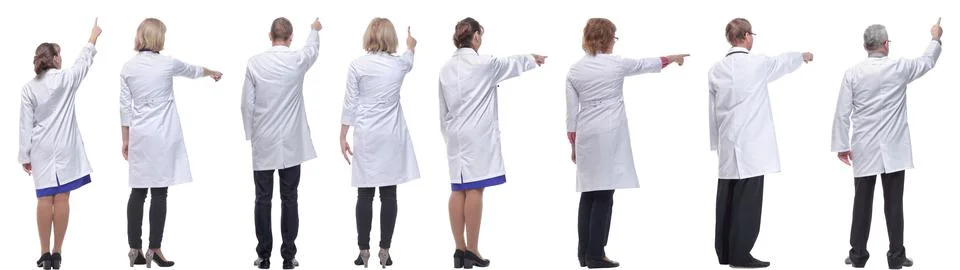 Group of doctors standing with their backs isolated Foto stock