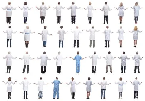 Group of doctors standing with their backs isolated Foto stock