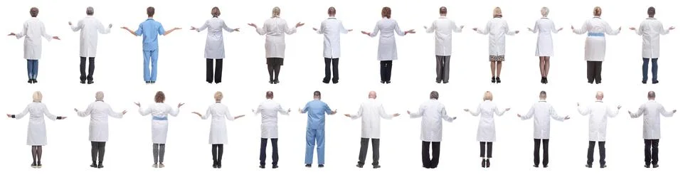 Group of doctors standing with their backs isolated Foto stock