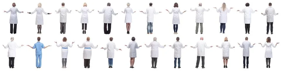 Group of doctors standing with their backs isolated 写真素材