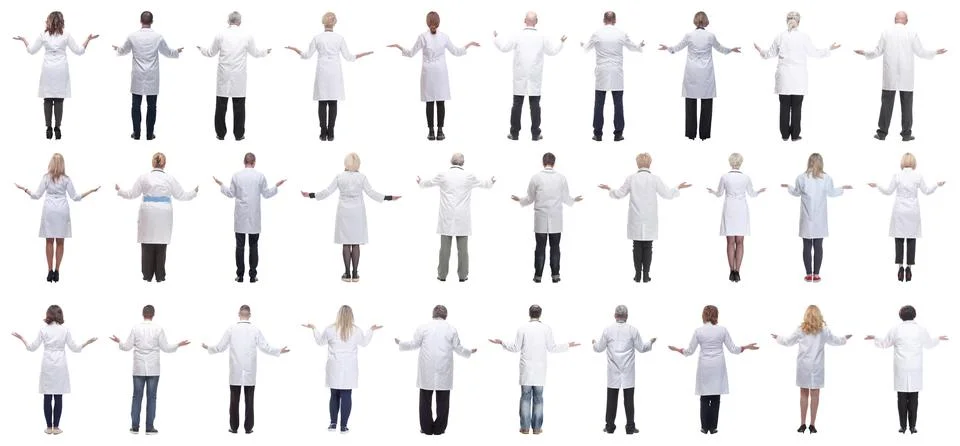 Group of doctors standing with their backs isolated 写真素材