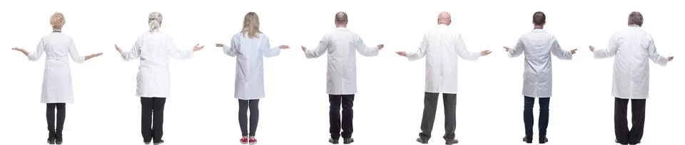 Group of doctors standing with their backs isolated 写真素材