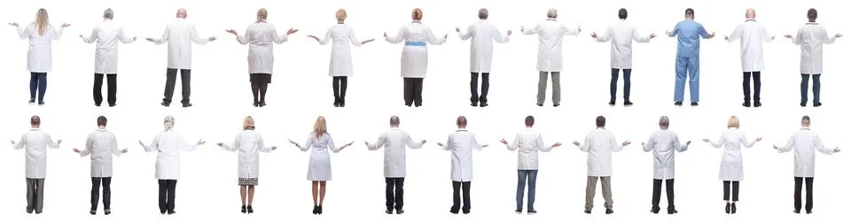 Group of doctors standing with their backs isolated Foto stock