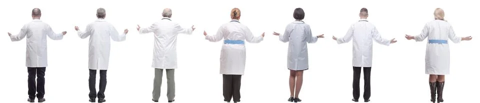 Group of doctors standing with their backs isolated Foto stock