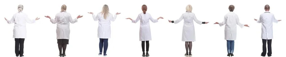 Group of doctors standing with their backs isolated 스톡 사진