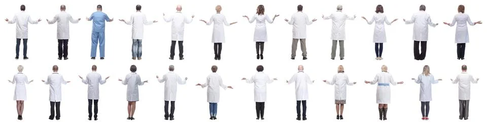 Group of doctors standing with their backs isolated Stock Photos