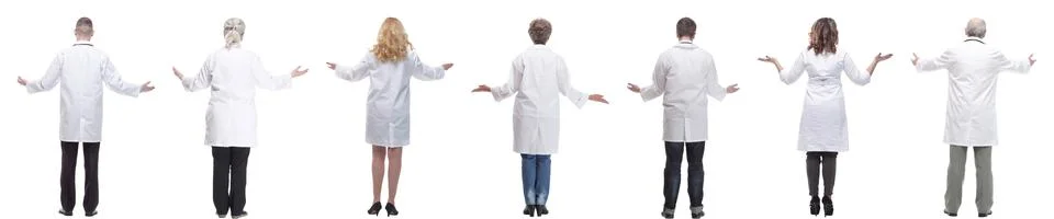 Group of doctors standing with their backs isolated 스톡 사진